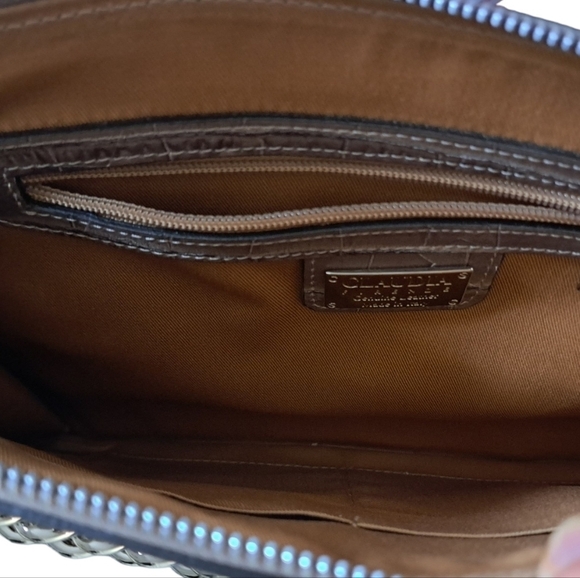 CLAUDIA FIRENZE Italy embossed Stars croc look leather chunky chain purse bag - Picture 6 of 16